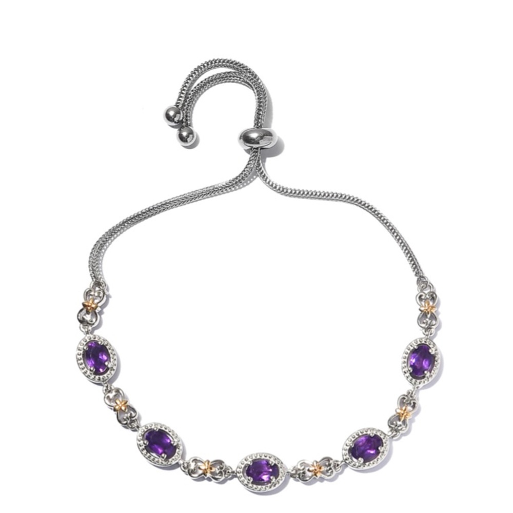 African Amethyst Bolo Bracelet